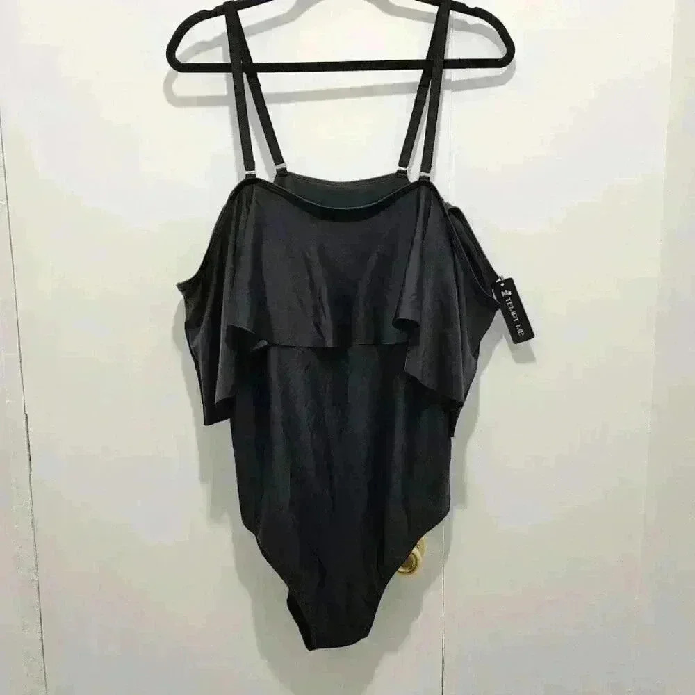 NWT Tempt Me Plus Size Ruffle Flounce‎ One Piece Swimsuit Plus Size 18-20